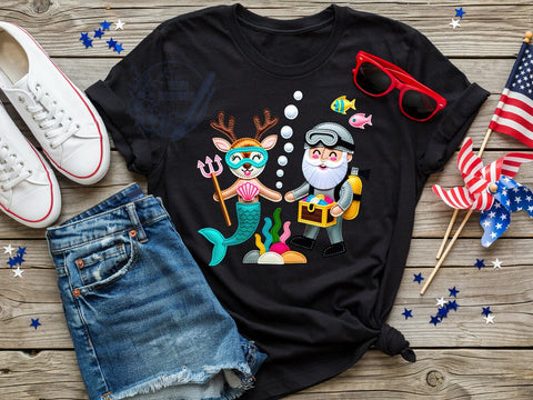 Christmas Undersea Ocean T-Shirt PNG, Undersea Ocean, Christmas Style, Nautical Vibes, Holiday Fashion, Sublimation PNG, Statement Shirt, Festive Apparel Sublimation ToriDesigns 
