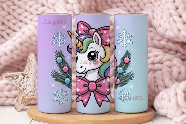Christmas Unicorn 20oz Tumbler Wrap Sublimation DesignSVG 