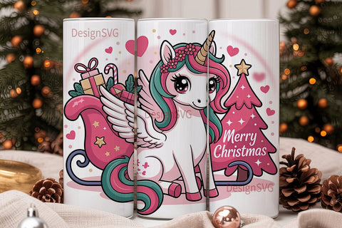 Christmas Unicorn 20oz Tumbler Wrap Sublimation DesignSVG 