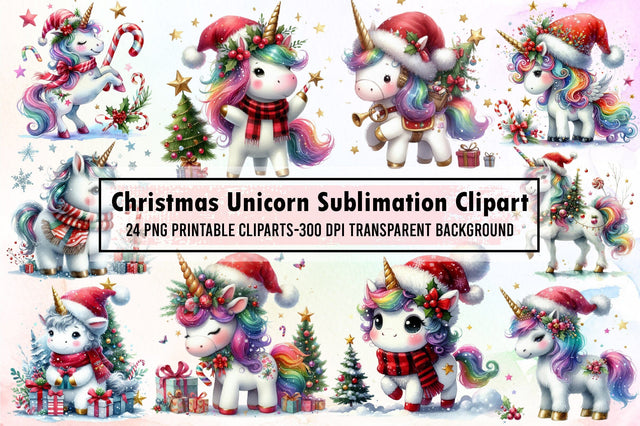 Christmas Unicorn Clipart Sublimation Sublimation designartist 