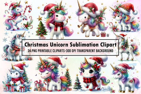 Christmas Unicorn Clipart Sublimation Sublimation designartist 