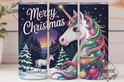 Christmas Unicorn Magic Tumbler Wrap Sublimation sassyprint 
