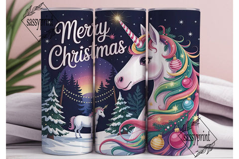 Christmas Unicorn Magic Tumbler Wrap Sublimation sassyprint 