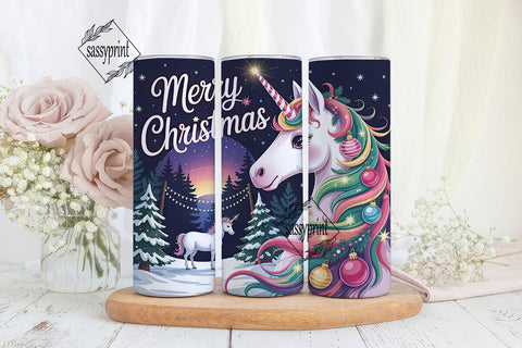 Christmas Unicorn Magic Tumbler Wrap Sublimation sassyprint 