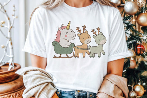 Christmas Unicorn Sleigh Embroidery Design Embroidery/Applique DESIGNS designartist 
