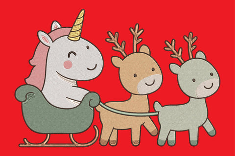 Christmas Unicorn Sleigh Embroidery Design Embroidery/Applique DESIGNS designartist 