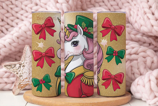 Christmas Unicorn Tumbler Wrap Sublimation DesignSVG 