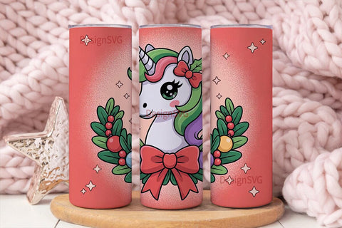 Christmas Unicorn Tumbler Wrap Sublimation DesignSVG 