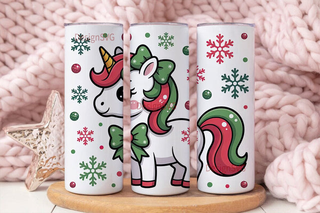 Christmas Unicorn Tumbler Wrap Sublimation DesignSVG 