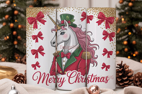 Christmas Unicorn Tumbler Wrap Sublimation DesignSVG 
