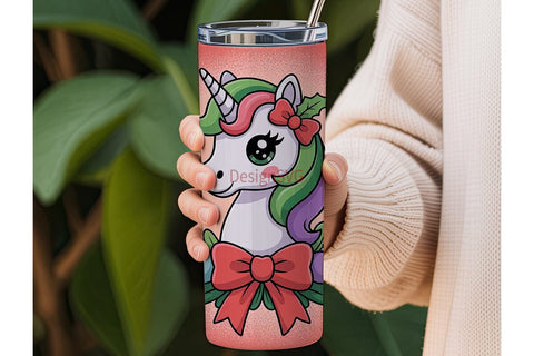 Christmas Unicorn Tumbler Wrap Sublimation DesignSVG 