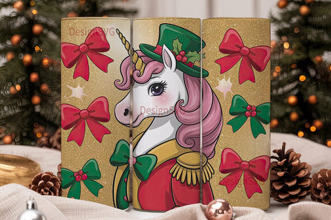 Christmas Unicorn Tumbler Wrap Sublimation DesignSVG 