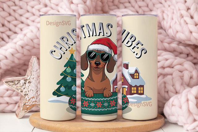 Christmas Vibes Dachshund 20oz Tumbler Sublimation DesignSVG 
