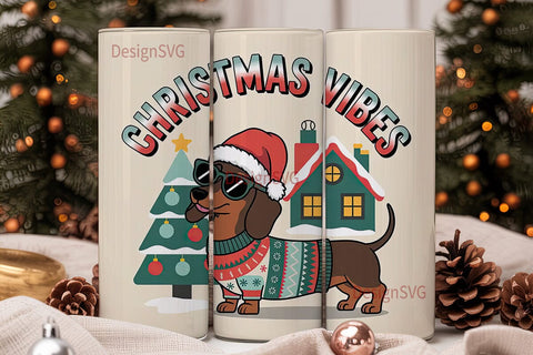 Christmas Vibes Dachshund 20oz Tumbler Sublimation DesignSVG 