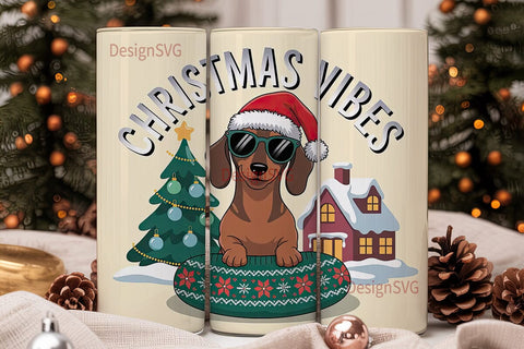 Christmas Vibes Dachshund 20oz Tumbler Sublimation DesignSVG 