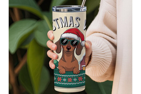 Christmas Vibes Dachshund 20oz Tumbler Sublimation DesignSVG 