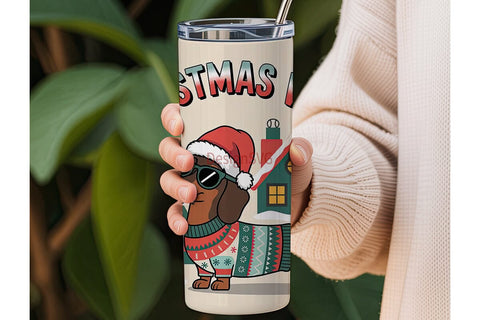 Christmas Vibes Dachshund 20oz Tumbler Sublimation DesignSVG 