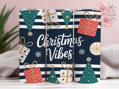 Christmas Vibes Holiday Tumbler, Holiday Season Wrap, Festive Sublimation Design, Merry Christmas Cup, 20Oz Skinny Tumbler Wrap, Cheerful Holiday Mug, Seasonal Xmas Design Sublimation Li Zamperini 
