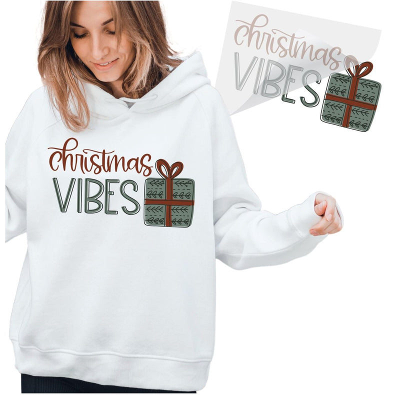Christmas Vibes Iron On T Shirt Transfer Physical So Fontsy T-Shirt Iron-On Transfer Shop