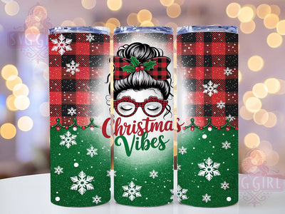 Christmas Vibes Messy Bun Tumbler, Messy Bun Wrap, 20Oz Christmas Drinkware, Holiday Vibes Tumbler, Festive Messy Bun Cup, Sublimation Christmas Gift, Xmas Drinkware Wrap Sublimation SvggirlplusArt 
