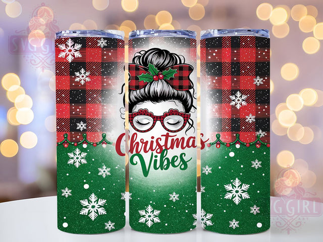 Christmas Vibes Messy Bun Tumbler, Messy Bun Wrap, 20Oz Christmas Drinkware, Holiday Vibes Tumbler, Festive Messy Bun Cup, Sublimation Christmas Gift, Xmas Drinkware Wrap Sublimation SvggirlplusArt 