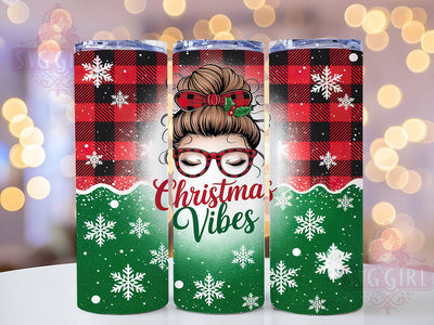 Christmas Vibes Messy Bun Tumbler, Messy Bun Wrap, 20Oz Christmas Drinkware, Holiday Vibes Tumbler, Festive Messy Bun Cup, Sublimation Christmas Gift, Xmas Drinkware Wrap Sublimation SvggirlplusArt 