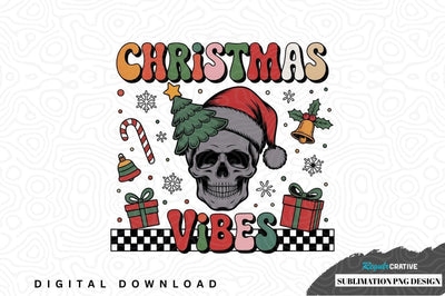 Christmas vibes skull sublimation png design Sublimation Regulrcrative 