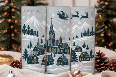 Christmas Village 20oz Tumbler Wrap Sublimation DesignSVG 