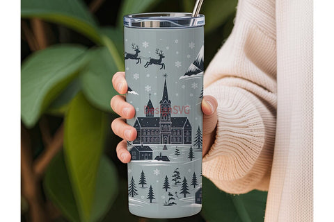 Christmas Village 20oz Tumbler Wrap Sublimation DesignSVG 
