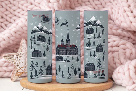 Christmas Village 20oz Tumbler Wrap Sublimation DesignSVG 