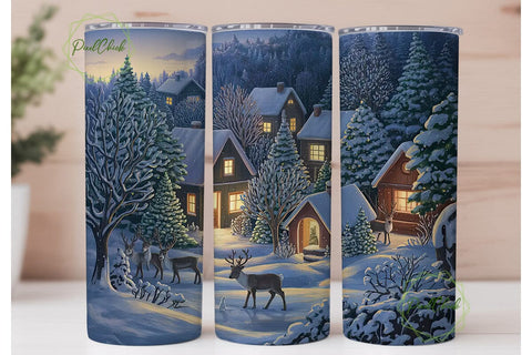 Christmas Village 20oz Tumbler Wrap Sublimation PixelChick 