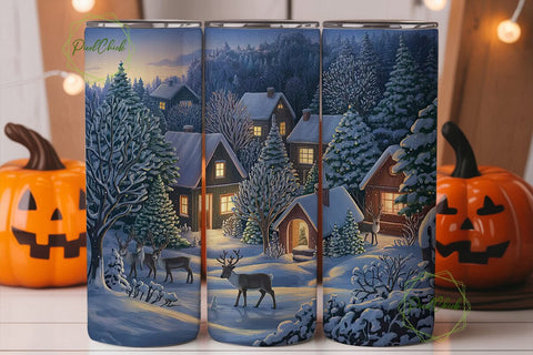 Christmas Village 20oz Tumbler Wrap Sublimation PixelChick 