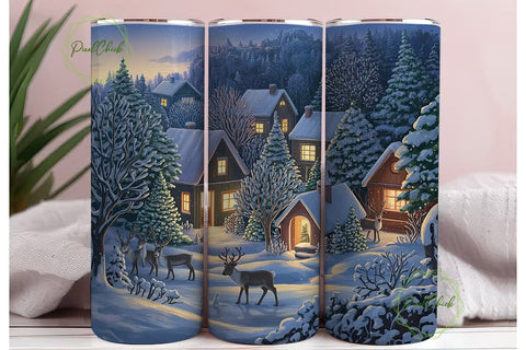 Christmas Village 20oz Tumbler Wrap Sublimation PixelChick 