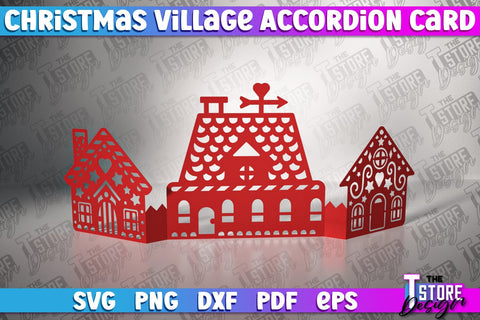 Christmas Village Accordion Card Bundle | Christmas Houses | Christmas Decoration | Gift Design | SVG File SVG The T Store Design 