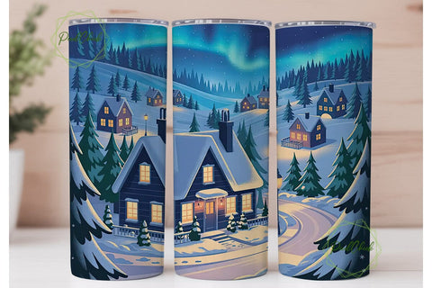 Christmas Village Glow 20oz Tumbler Wrap Sublimation PixelChick 