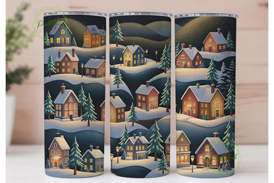 Christmas Village Glow 20oz Tumbler Wrap Sublimation PixelChick 