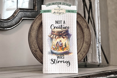 Christmas Village Jars Kitchen Towel Sublimation Designs Sublimation Ewe-N-Me Designs 