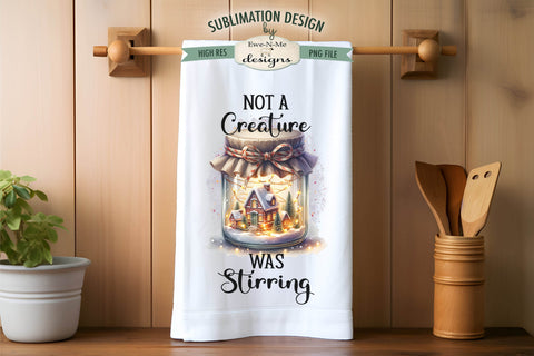Christmas Village Jars Kitchen Towel Sublimation Designs Sublimation Ewe-N-Me Designs 