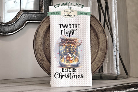 Christmas Village Jars Kitchen Towel Sublimation Designs Sublimation Ewe-N-Me Designs 