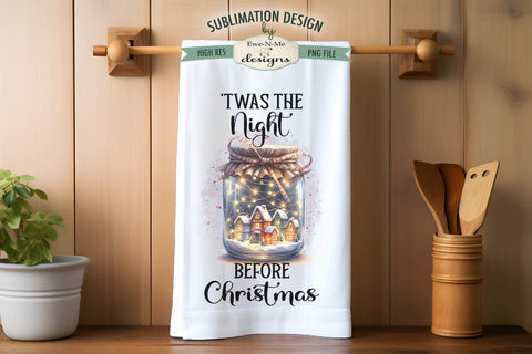 Christmas Village Jars Kitchen Towel Sublimation Designs Sublimation Ewe-N-Me Designs 