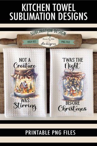 Christmas Village Jars Kitchen Towel Sublimation Designs Sublimation Ewe-N-Me Designs 