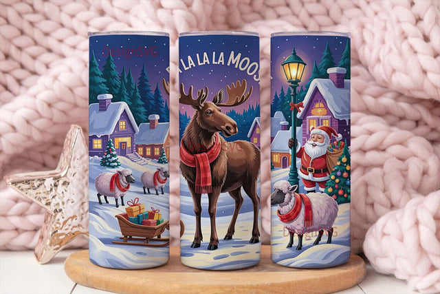 Christmas Village Moose 20oz Tumbler Sublimation DesignSVG 
