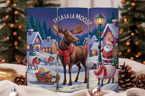 Christmas Village Moose 20oz Tumbler Sublimation DesignSVG 
