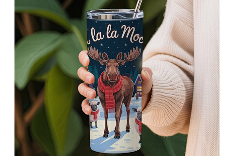 Christmas Village Moose 20oz Tumbler Sublimation DesignSVG 