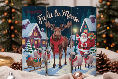 Christmas Village Moose 20oz Tumbler Sublimation DesignSVG 