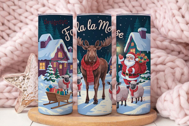 Christmas Village Moose 20oz Tumbler Sublimation DesignSVG 