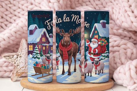 Christmas Village Moose 20oz Tumbler Sublimation DesignSVG 