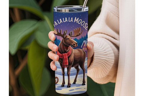 Christmas Village Moose 20oz Tumbler Sublimation DesignSVG 