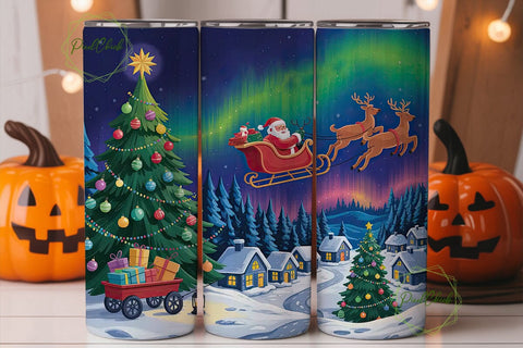 Christmas Village Sleigh 20oz Tumbler Sublimation PixelChick 