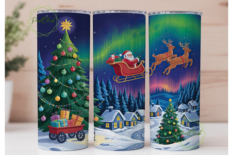 Christmas Village Sleigh 20oz Tumbler Sublimation PixelChick 